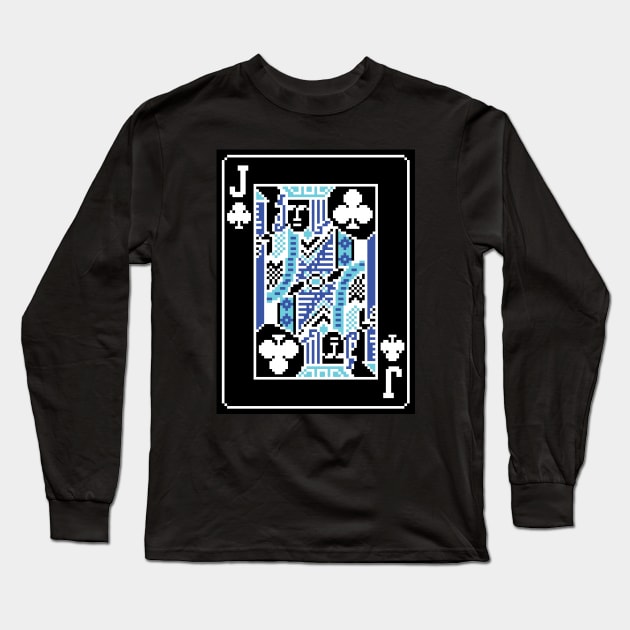 Jack of Clubs Pixel Art Bright Negative Mode Long Sleeve T-Shirt by inotyler